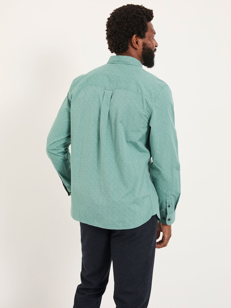 FatFace Emerald Green Long Sleeve Dot Print Shirt - Image 2 of 5