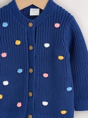 Navy and Multi Colour Bobble Baby Knitted Cardigan (0mths-3yrs) - Image 3 of 6
