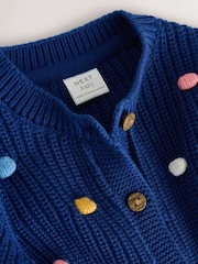 Navy and Multi Colour Bobble Baby Knitted Cardigan (0mths-3yrs) - Image 4 of 6
