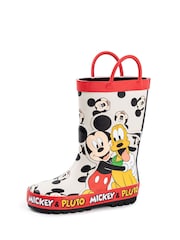 Vanilla Underground White Mickey & Pluto Boys Wellies with Handles - Image 1 of 6