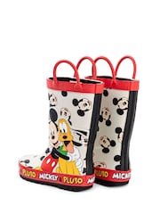 Vanilla Underground White Mickey & Pluto Boys Wellies with Handles - Image 3 of 6