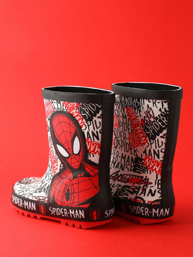 Vanilla Underground Red Spiderman Boys Wellies with Handles - Image 2 of 4