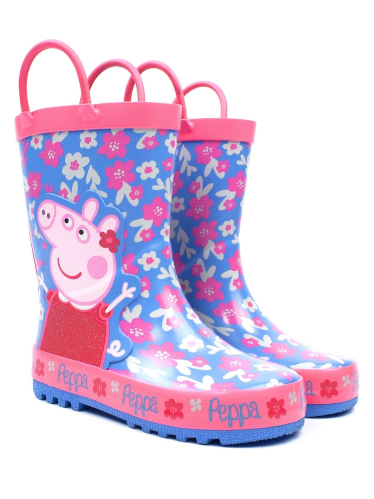 Vanilla Underground Blue Peppa Pig Kids Wellies with Handles - Image 2 of 6