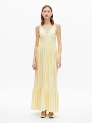 The Kooples Yellow V-Neck Sheered Waist Cami Maxi Dress - Image 3 of 5