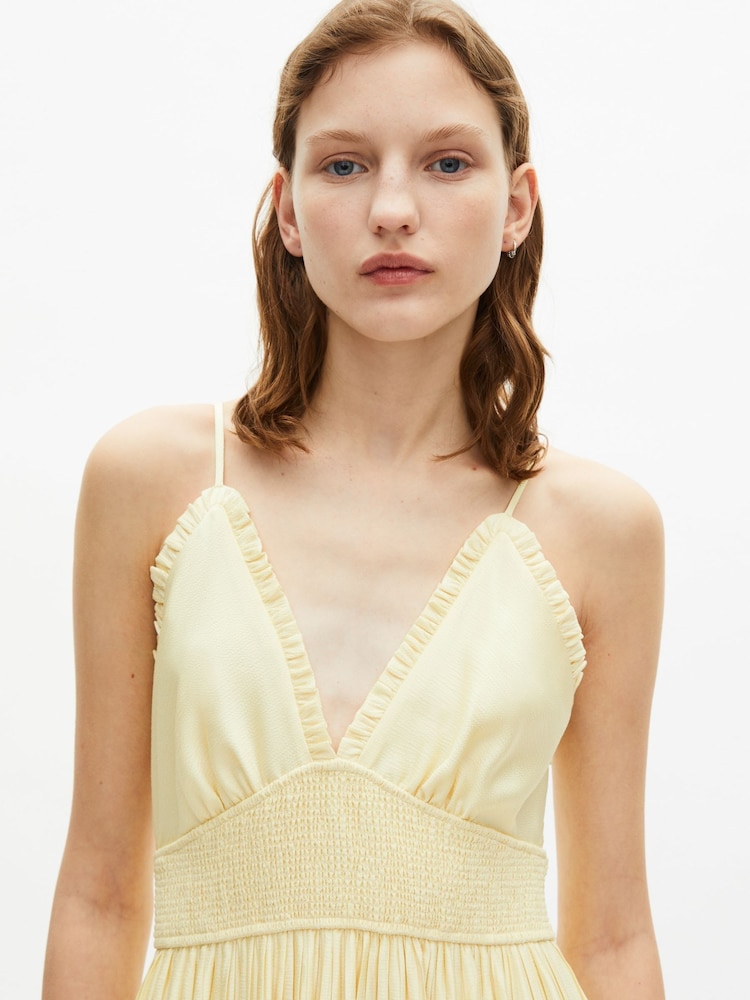 The Kooples Yellow V-Neck Sheered Waist Cami Maxi Dress - Image 4 of 5