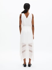 The Kooples Natural V-Neck Pleated Midi Dress - Image 2 of 3