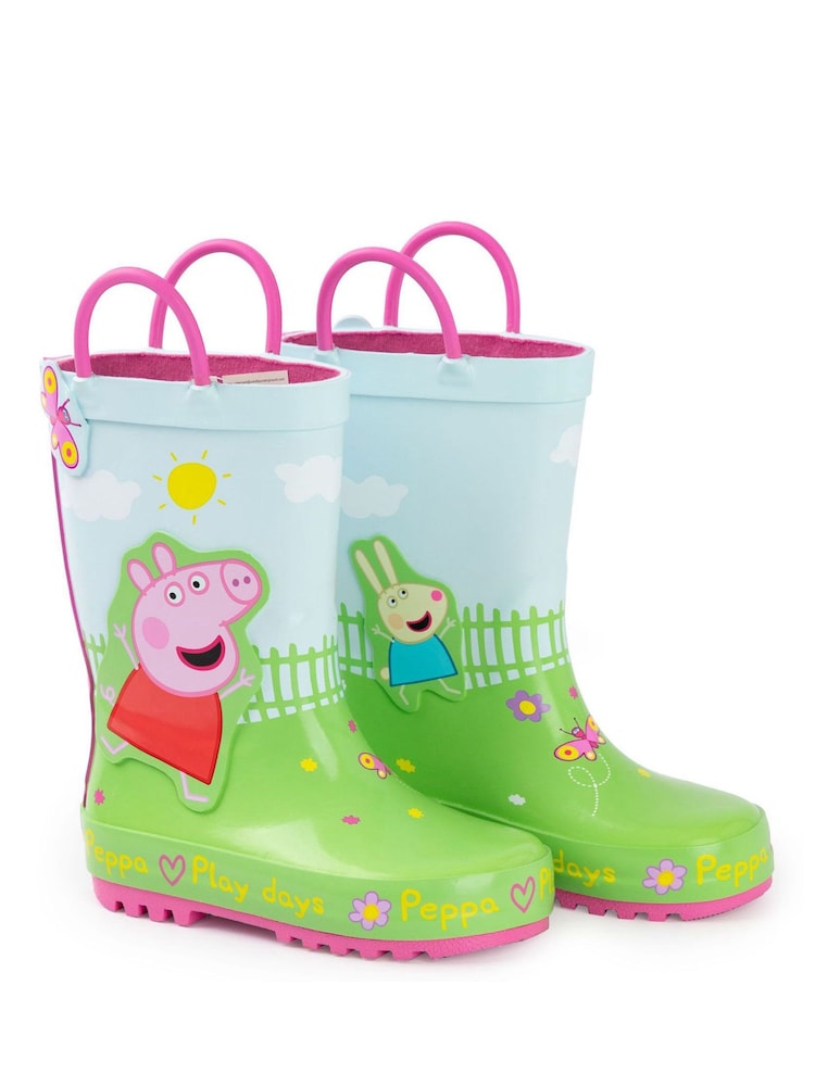 Vanilla Underground Green Peppa Pig Kids Wellies with Handles - Image 2 of 6