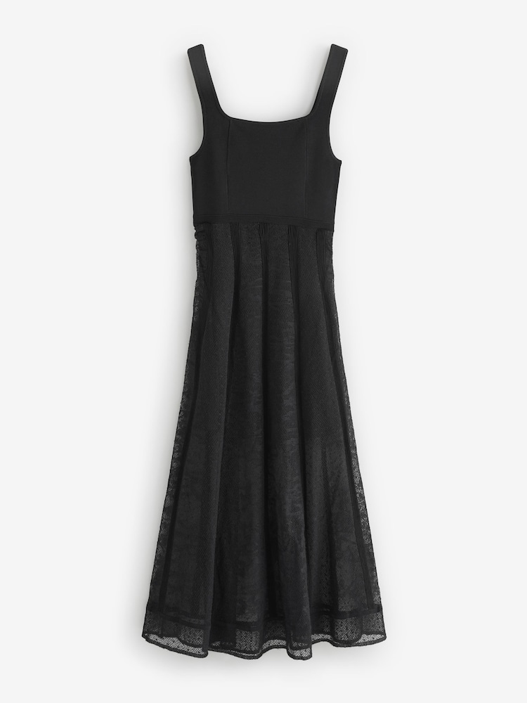 The Kooples Black Square Neck Sheer Lace Maxi Dress - Image 1 of 1