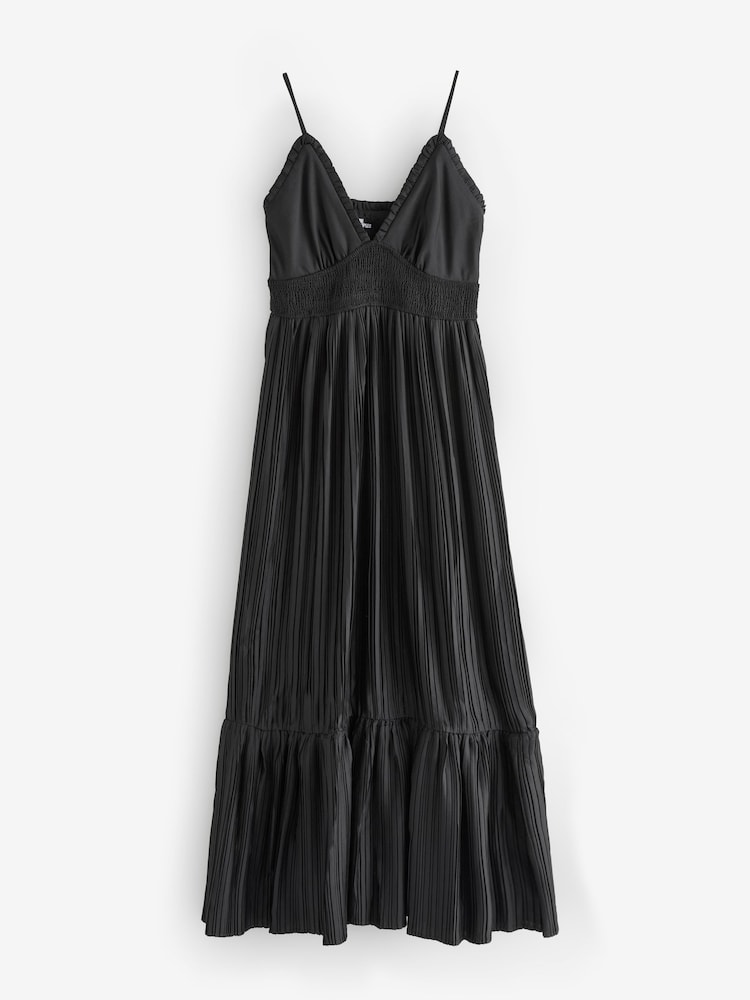 The Kooples Black V-Neck Sheered Waist Cami Maxi Dress - Image 1 of 1