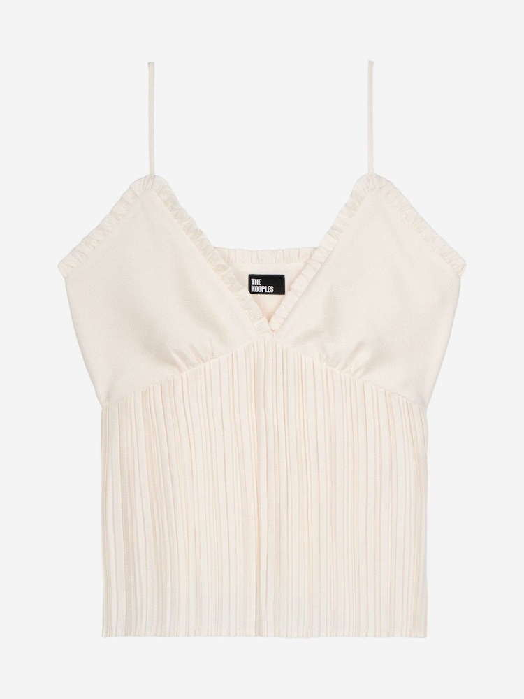 The Kooples Natural V-Neck Pleated Cami Vest Top - Image 5 of 6
