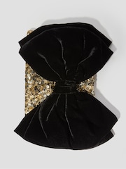 Monsoon Gold Bella Bow Embellished Clutch Bag - Image 1 of 5