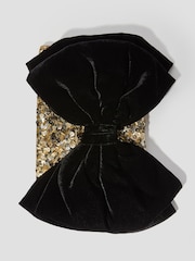 Monsoon Gold Bella Bow Embellished Clutch Bag - Image 4 of 5