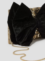 Monsoon Gold Bella Bow Embellished Clutch Bag - Image 5 of 5