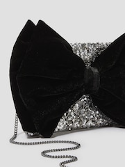 Monsoon Silver Bella Bow Embellished Clutch Bag - Image 3 of 4