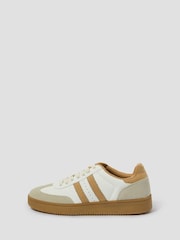 Monsoon White Tammi Faux Leather Sport Stripe Trainers - Image 1 of 3