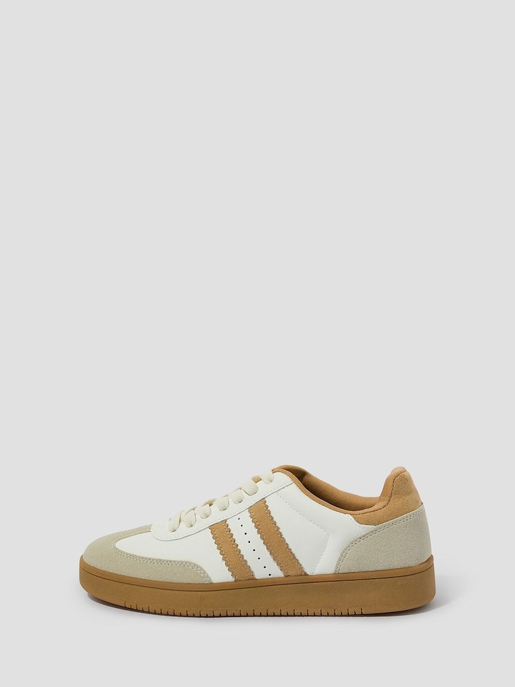 Monsoon White Tammi Faux Leather Sport Stripe Trainers - Image 1 of 3