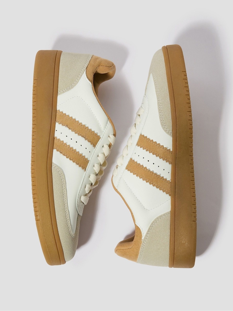 Monsoon White Tammi Faux Leather Sport Stripe Trainers - Image 3 of 3