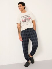 FatFace Kemble Navy Check Cuffed Pyjama Bottoms - Image 1 of 5