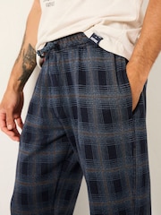 FatFace Kemble Navy Check Cuffed Pyjama Bottoms - Image 3 of 5