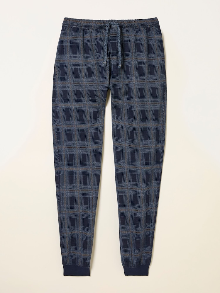 FatFace Kemble Navy Check Cuffed Pyjama Bottoms - Image 5 of 5