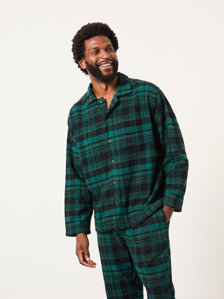 FatFace Samphrey Dark Green Check Pyjama Shirt - Image 1 of 6 FatFace Samphrey Dark Green Check Pyjama Shirt - Image 1 of 6