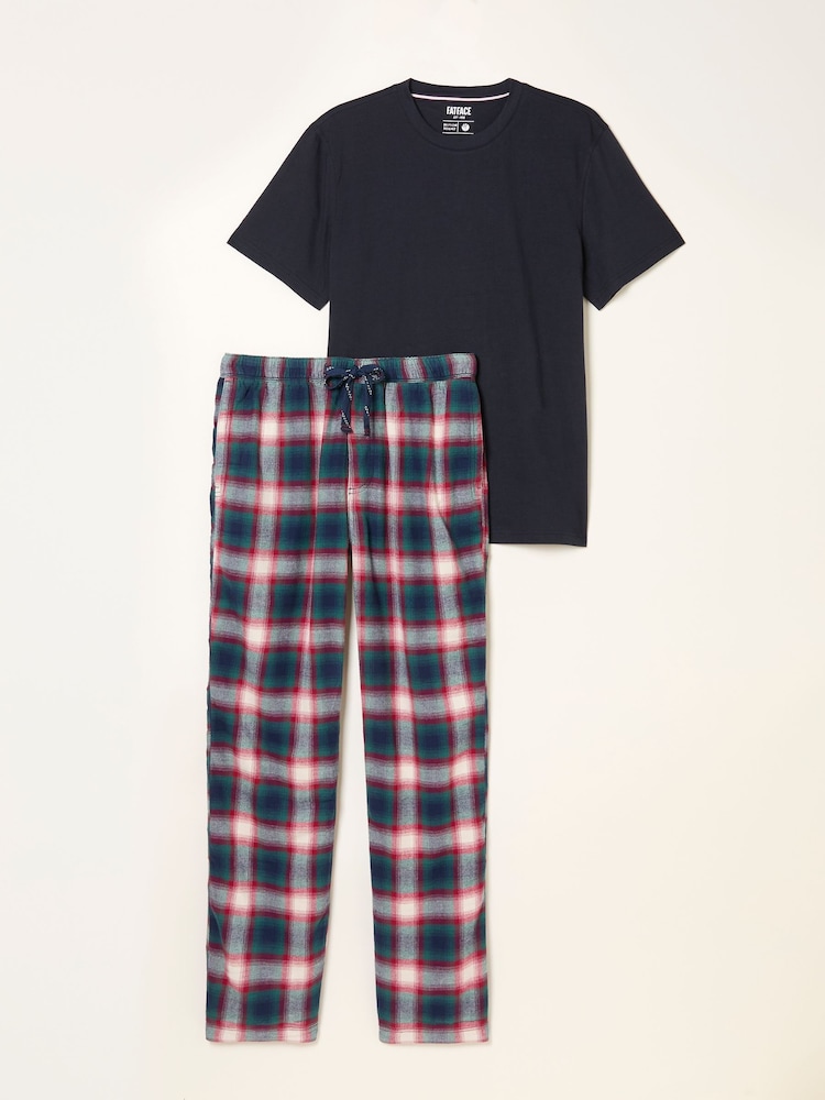 FatFace Tyne Navy Check Pyjama Set - Image 1 of 2