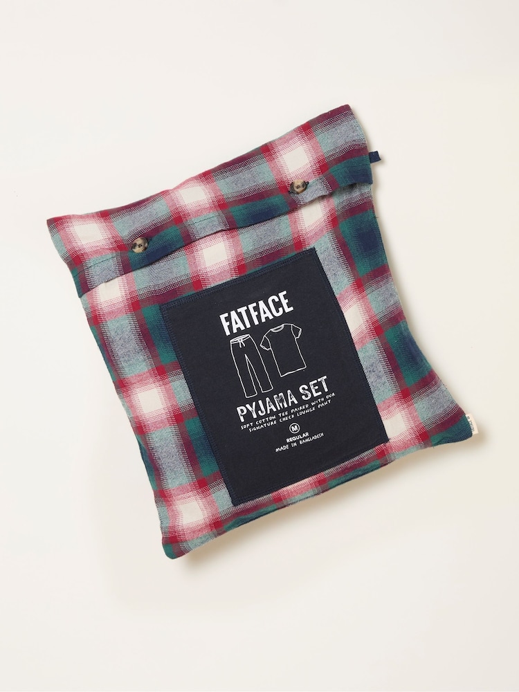 FatFace Tyne Navy Check Pyjama Set - Image 2 of 2