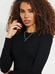 Threadbare Black Ribbed Side Split Dress - Image 4 of 4