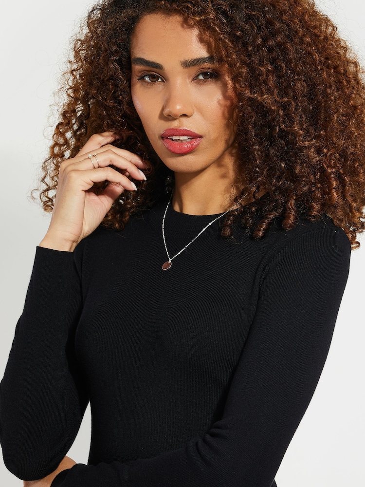 Threadbare Black Ribbed Side Split Dress - Image 4 of 4