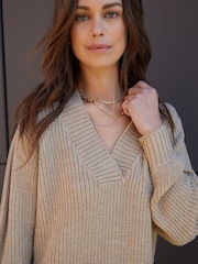 Natural - Threadbare V-Neck com Jumper Dress - Imagem 4 de 4