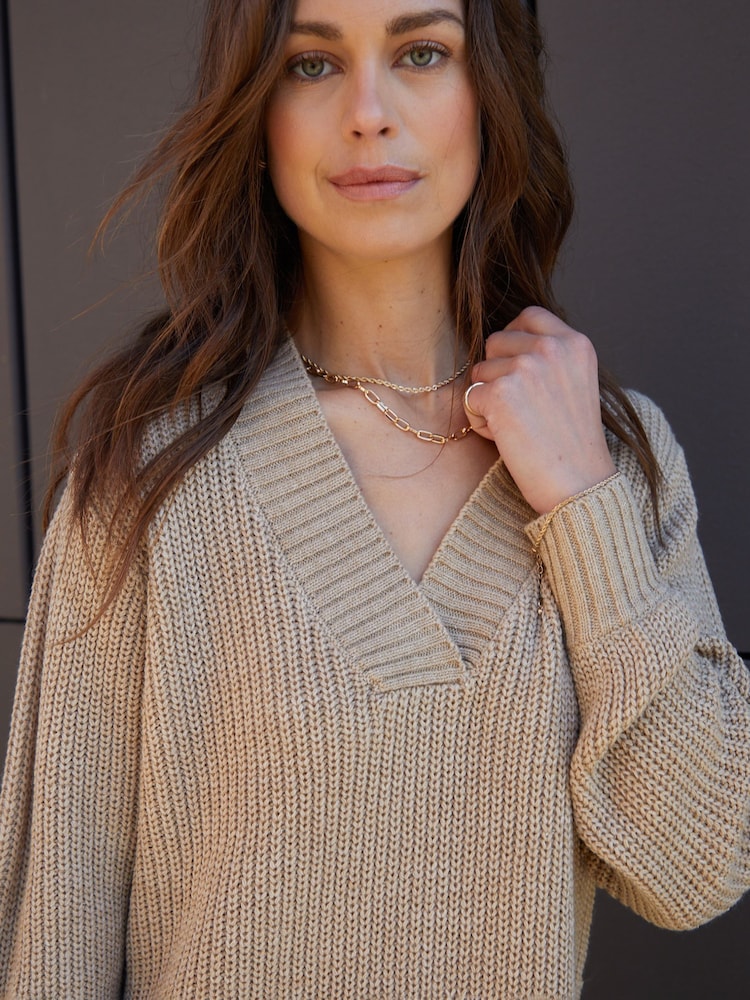 Natural - Threadbare V-Neck com Jumper Dress - Imagem 4 de 4