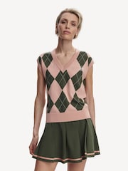 Varley Pink Avika Argyle Vest - Image 1 of 6