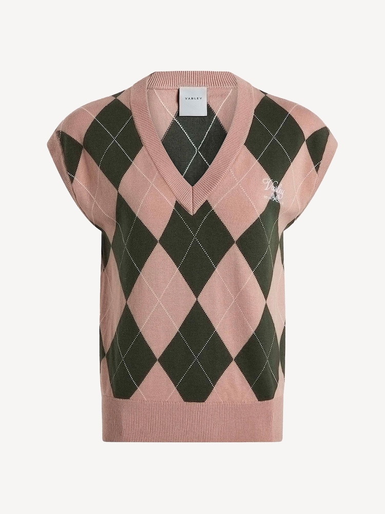 Varley Pink Avika Argyle Vest - Image 6 of 6