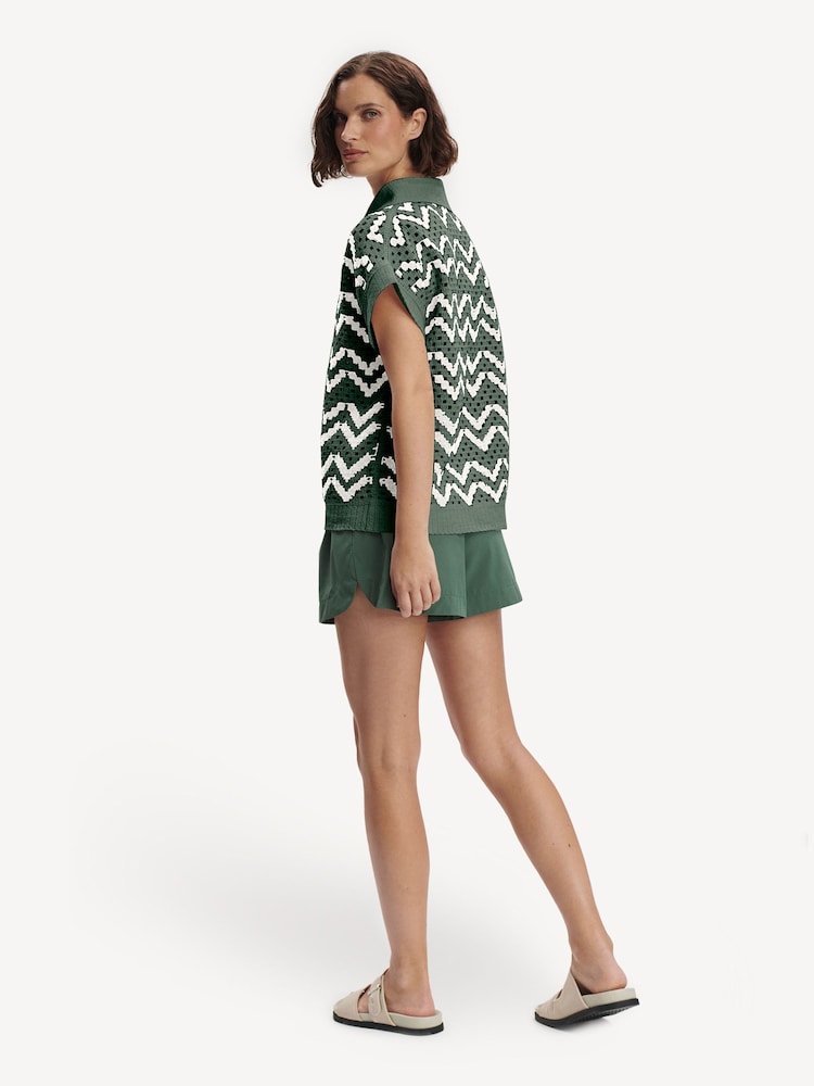 Varley Green Joelle Crochet Polo Top - Image 2 of 6 Varley Green Joelle Crochet Polo Top - Image 2 of 6