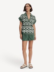 Varley Green Joelle Crochet Polo Top - Image 4 of 6
