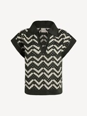 Varley Green Joelle Crochet Polo Top - Image 6 of 6