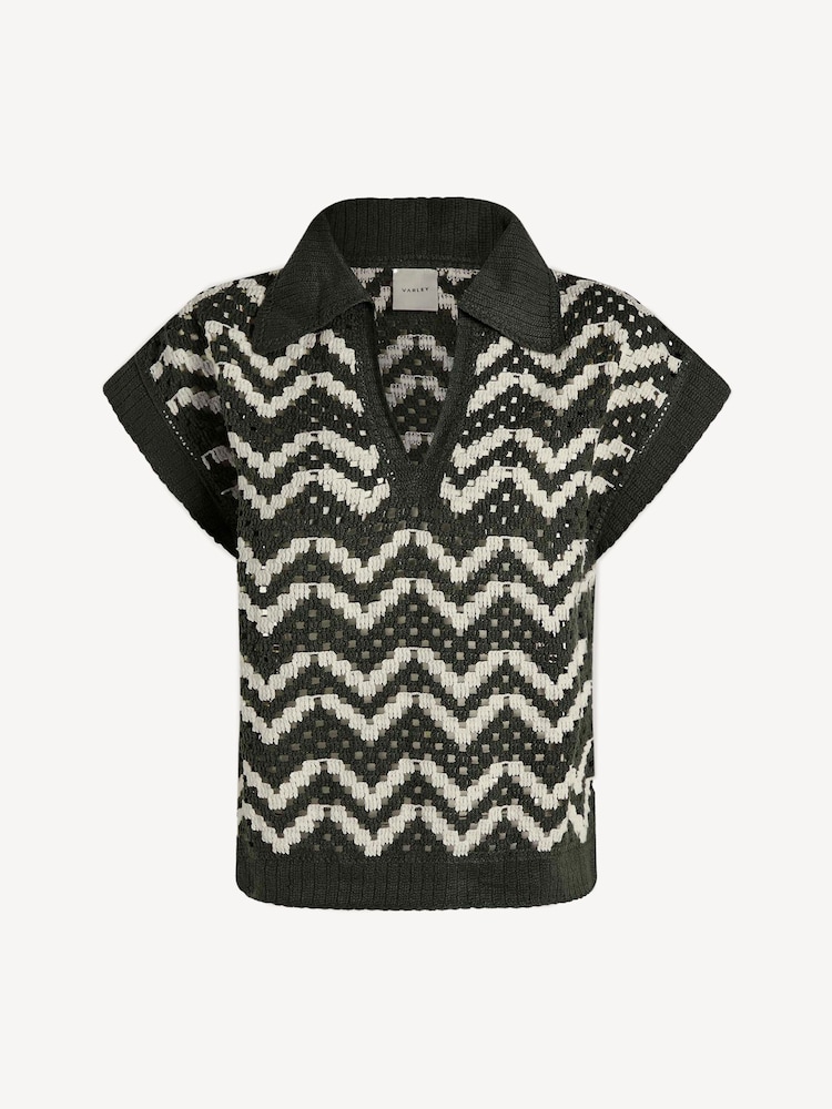 Varley Green Joelle Crochet Polo Top - Image 6 of 6 Varley Green Joelle Crochet Polo Top - Image 6 of 6