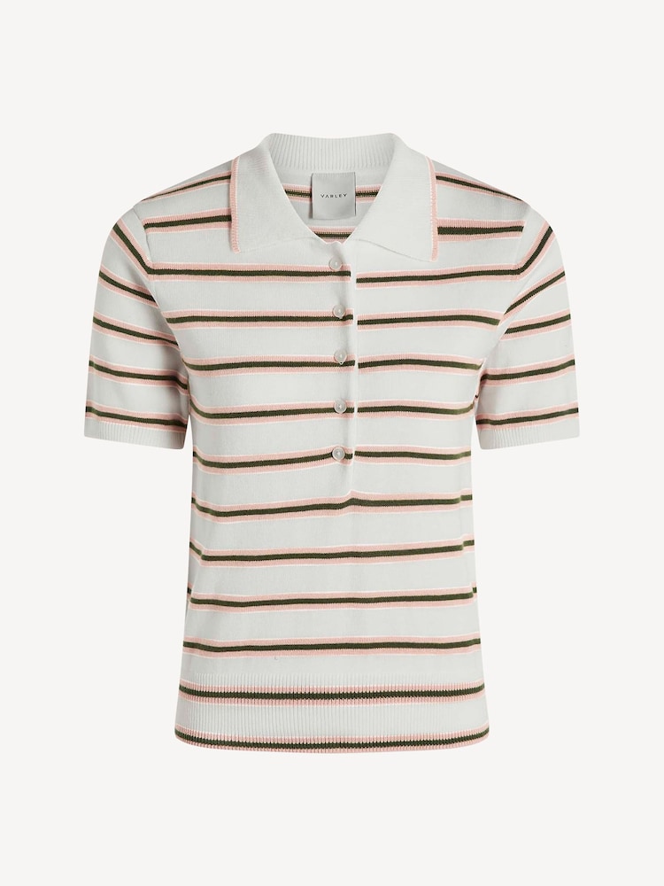 Varley White Faustine Button Neck Polo Shirt - Image 8 of 8