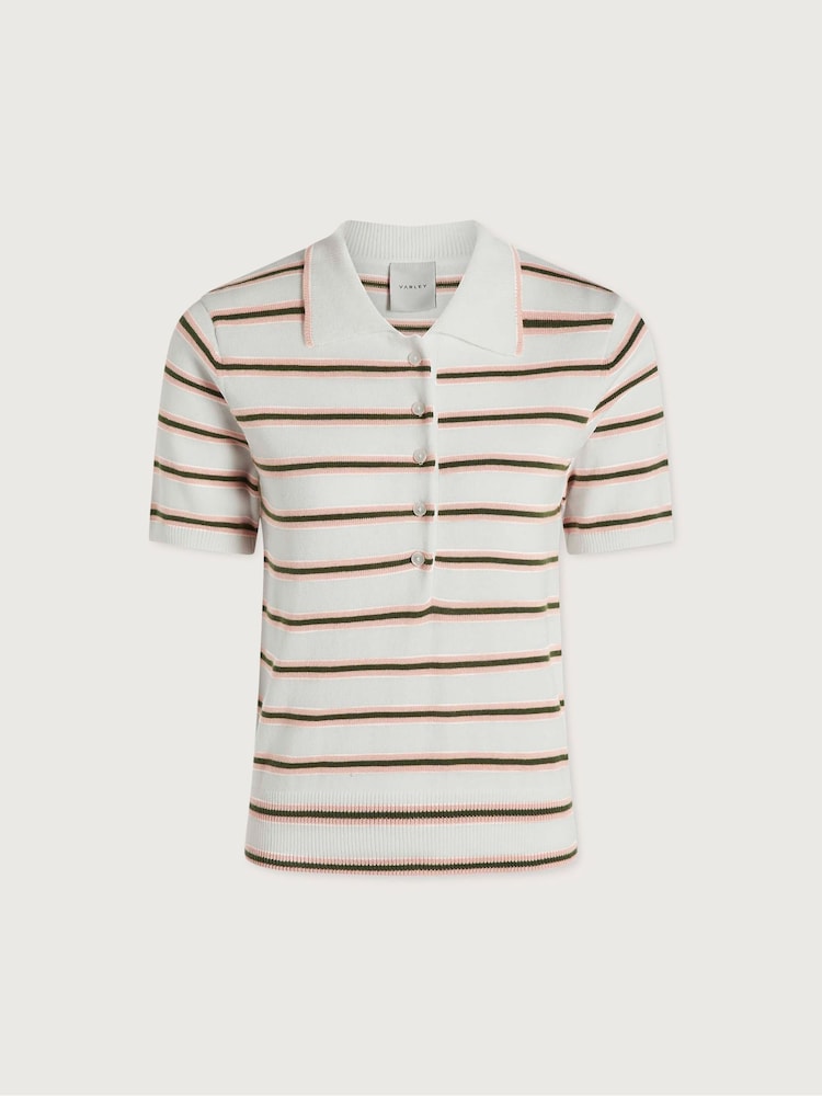 Varley White Faustine Button Neck Polo Shirt - Image 8 of 8 Varley White Faustine Button Neck Polo Shirt - Image 8 of 8