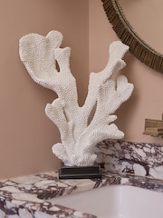 Sixty3 Styled White and Bronze Coral on Black Base Ornament - Image 1 of 3