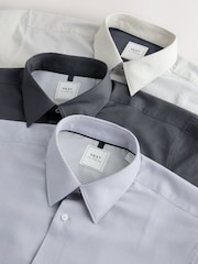 Grey Regular Fit Easy Care Single Cuff Smart Shirts 3 Pack - Image 6 of 6