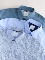 Blue Regular Fit Easy Care Single Cuff Smart Shirts 3 Pack - Image 13 of 13