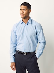 Blue Regular Fit Easy Care Single Cuff Smart Shirts 3 Pack - Image 8 of 13