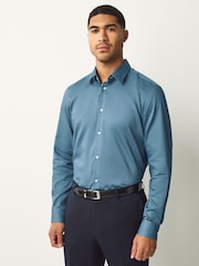 Blue Regular Fit Easy Care Single Cuff Smart Shirts 3 Pack - Image 9 of 13