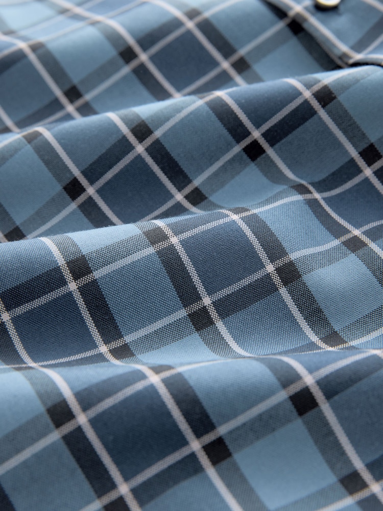 Blue Tonal Check Regular Fit Easy Iron Button Down Oxford Shirt - Image 2 of 3