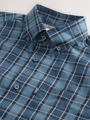 Blue Tonal Check Regular Fit Easy Iron Button Down Oxford Shirt - Image 3 of 3