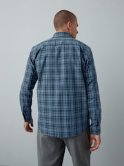Blue Tonal Check Regular Fit Easy Iron Button Down Oxford Shirt - Image 4 of 9