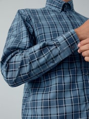 Blue Tonal Check Regular Fit Easy Iron Button Down Oxford Shirt - Image 6 of 9