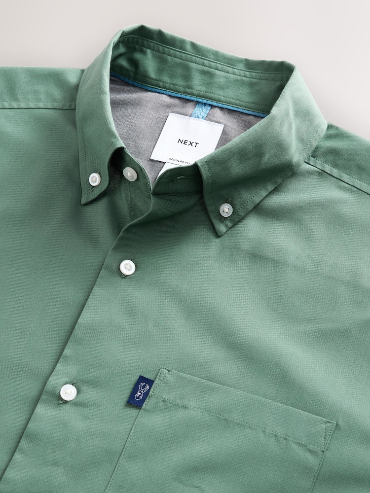Seafoam Green Regular Fit Button Down Easy Iron Oxford Shirt - Image 7 of 8