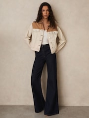 Reiss Maddie Colour-Block Denim Jacket - Image 3 of 6